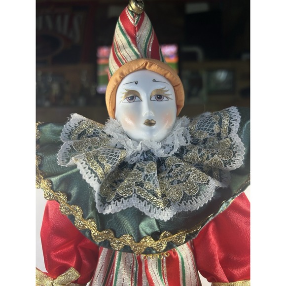 Vintage Porcelain Clown Doll w Stand EC Fast‎ Shipper - Picture 2 of 7